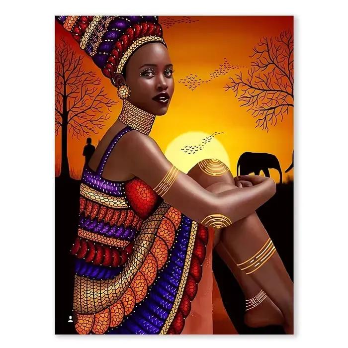 Toile de peinture de femme africaine, belle affiche d'art mural de femmes noires, image esthétique i