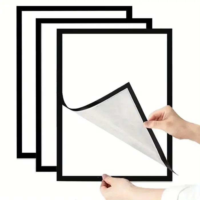 Lot de 3 cadres muraux magnétiques, autocollants et amovibles pour photos et notes, noir et blanc ma
