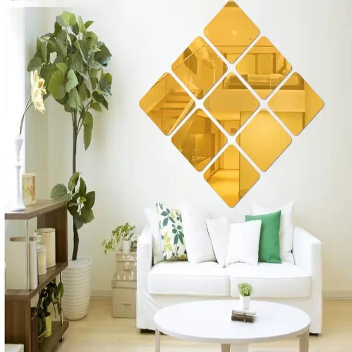 Autocollants muraux miroir acrylique carré 3D auto-adhésifs, autocollants combinés gratuits pour déc