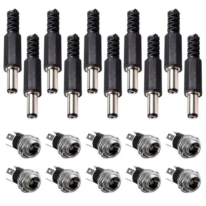 10 paires de prises d'alimentation cc, connecteur femelle à montage sur panneau, 3 broches 5.5x2.1mm