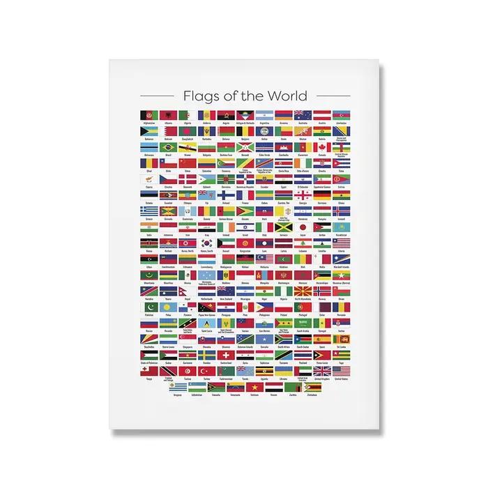 Affiche de drapeaux de pays du monde, toile de peinture murale, Art éducatif pour enfants, images mu