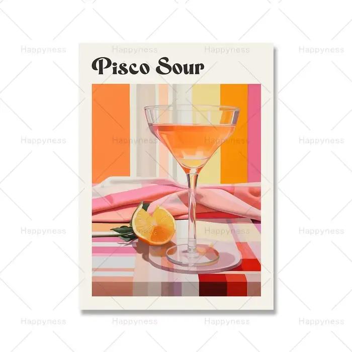 Affiches et imprimés de jus de fruits de dessin animé, Aperol Spritz, boisson Sangria Negroni, peint