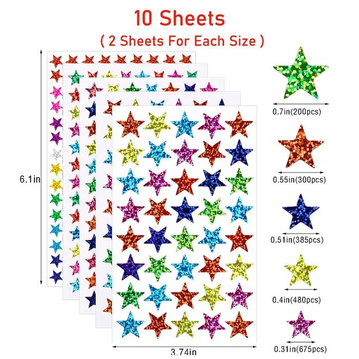 Autocollants holographiques scintillants, 5 tailles, petites étoiles, récompense pour enfants, feuil