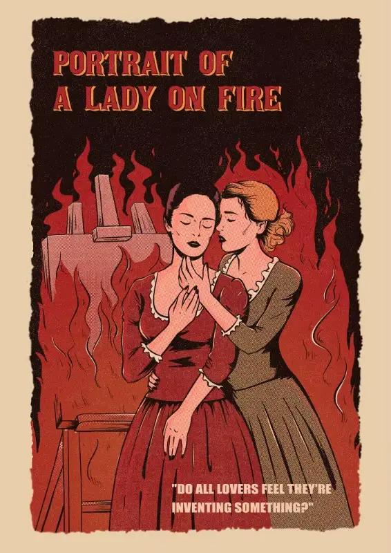 Affiche en toile de Film lesbien romantique classique, Portrait d'une dame sur feu, images d'art mur