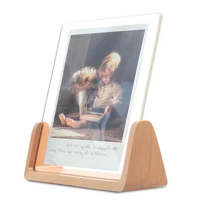 Cadre Photo Nordique en Acrylique et Bois pour Mariage, Décor de Bureau