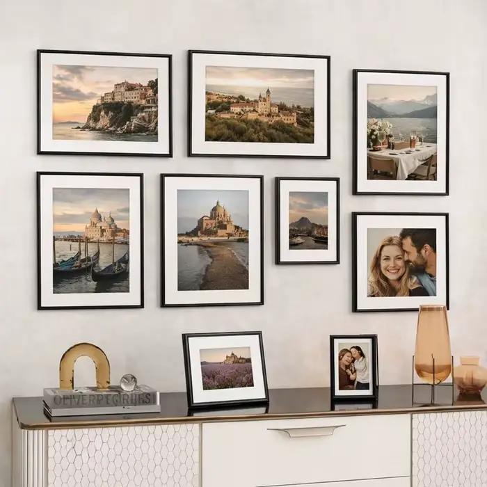 Cadres photo 30x40 21x30 A4 15x20 13x18 Cadre photo moderne en métal noir or Plexiglas Art mural Aff