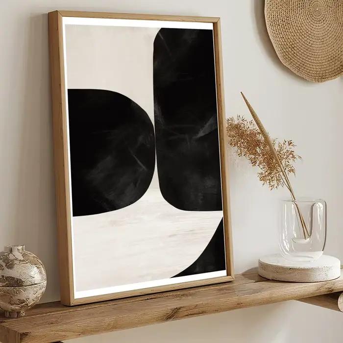 Impression sur toile d'art moderne noir et blanc, calligraphie, esthétique moderne, décoration mural