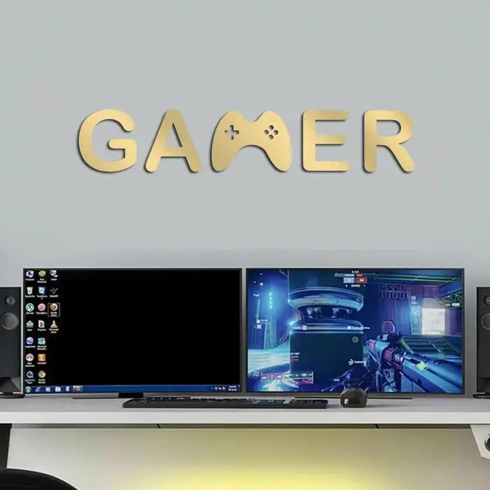Autocollants muraux miroir de jeu 3D, autocollant mural de jeu en acrylique pour salle de Gamer, cha