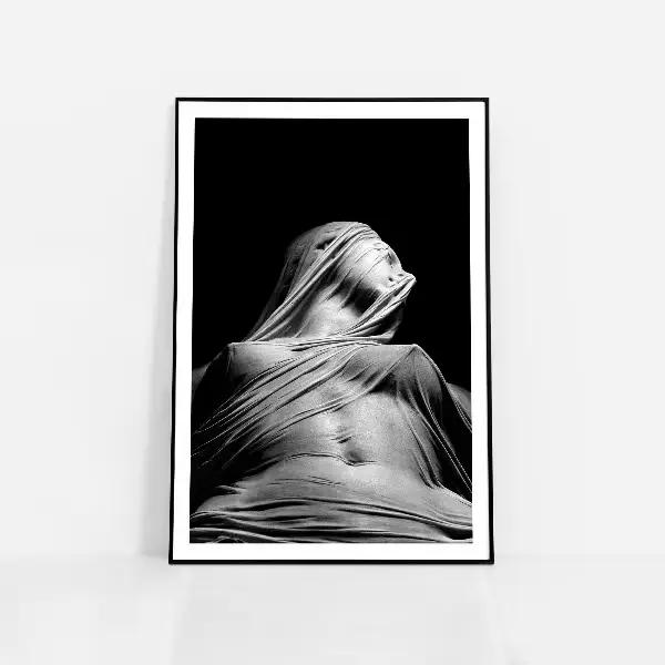 Affiche de sculpture du XIXe siècle en noir et blanc, culture nordique, statue des dieux grecs, pein