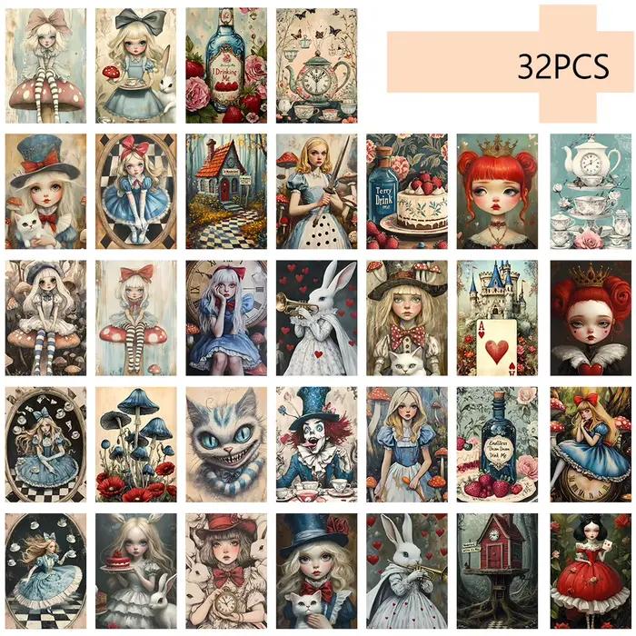 32 pièces, cartes postales Alice au pays des merveilles, fantaisie, cadeaux d'anniversaire/anniversa