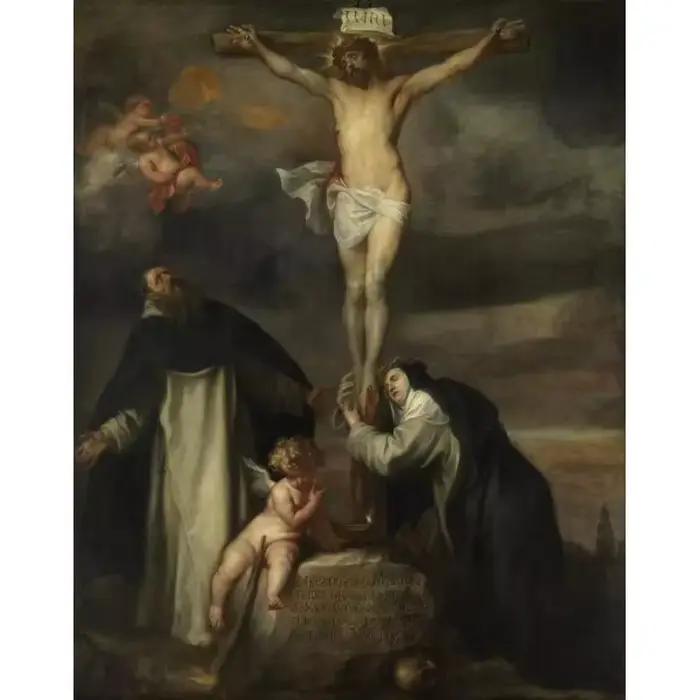 Maison église cathédrale murale décorative Anthony van Dyck Christ à la croix avec St Catharina de S
