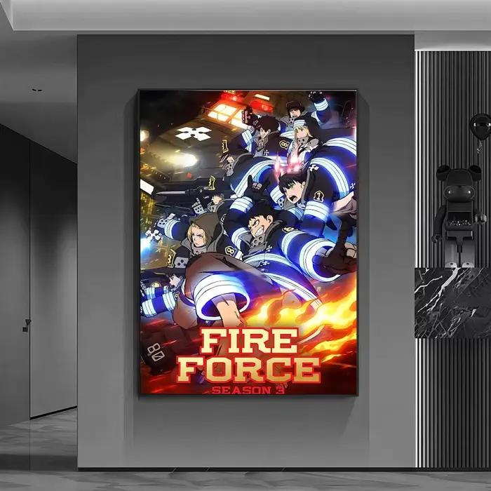 Affiche d'art mural auto-adhésif HD imperméable et polyvalente sur le thème de l'action anime F-Fire