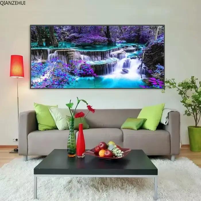 Peinture au diamant ronde avec de grandes pierres violettes, peinture au diamant complet avec de l'e