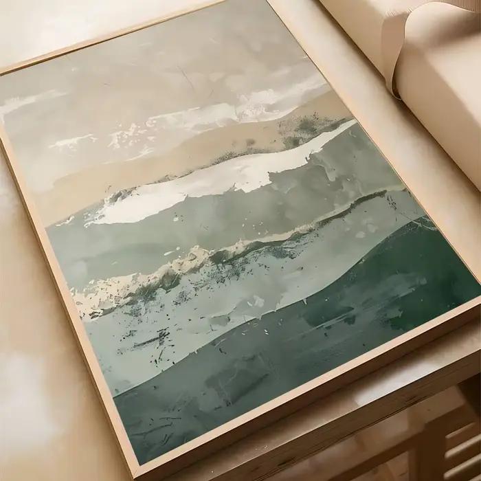 Affiche abstraite de montagnes Wabi Sabi rétro japonaises, peinture d'art minimaliste pour la maison