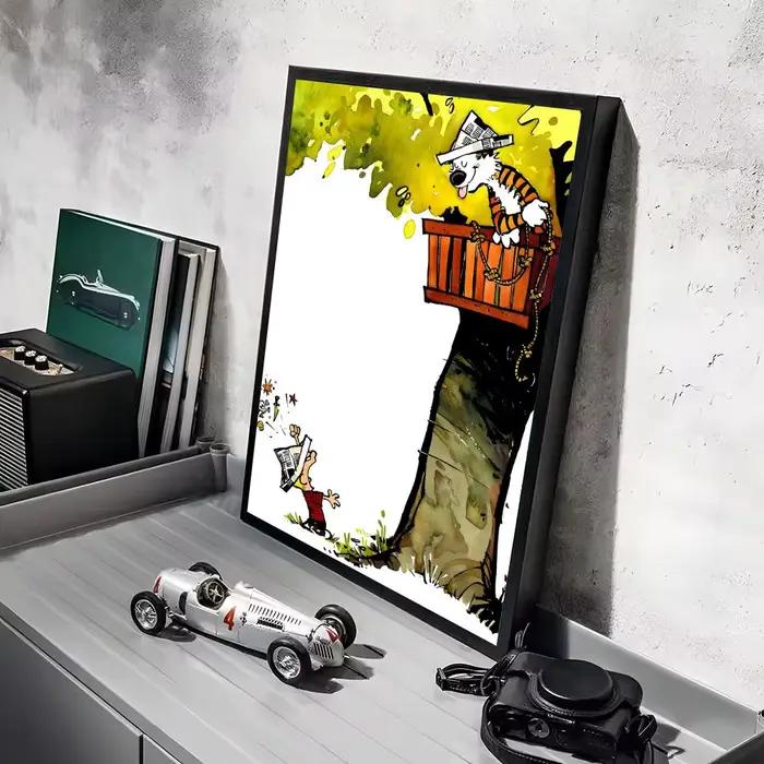 C-Calvin and H-Hobbes – affiche sur toile avec peinture et calligraphie, décoration murale pour cham