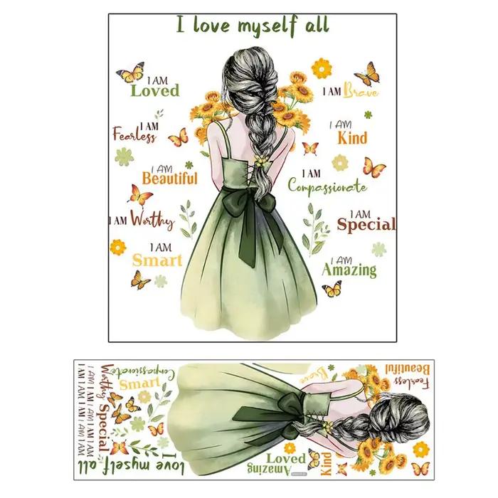 Autocollants muraux multicolores, papillons, fleurs, dessins animés, autocollants muraux pour filles