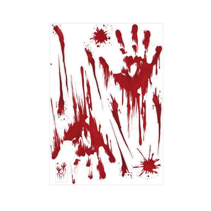 Spooky Halloween Window Stickers Decoration Scary Blood Hand Party Bloody Red Decals Home Accessorie