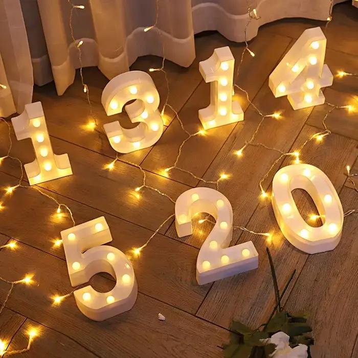 Lampes LED en forme de lettres de l'alphabet, lampes numériques, décorations pour fêtes, chambres, a