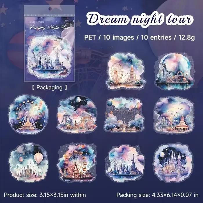 Autocollant de nuit de grande taille en l'horloge, paquet de décorations en forme de nuit 3e, fourni