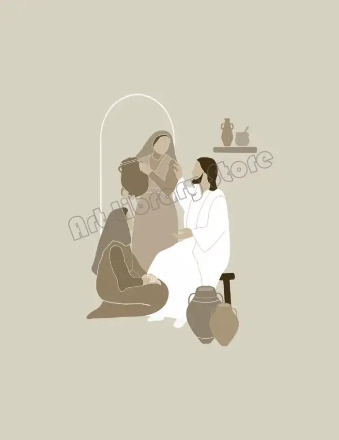 Affiche religieuse abstraite de Jésus avec une femme Sincomparator, peinture sur toile, décoration d