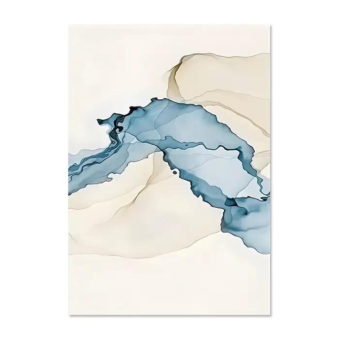 Affiches abstraites modernes Beige bleu, images nordiques modernes, Art mural imprimé, peinture sur 
