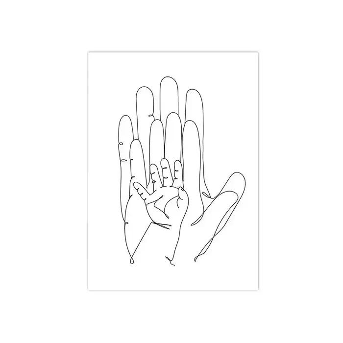Portrait de famille minimaliste, dessin au trait de bébé, peinture sur toile, affiches et imprimés, 