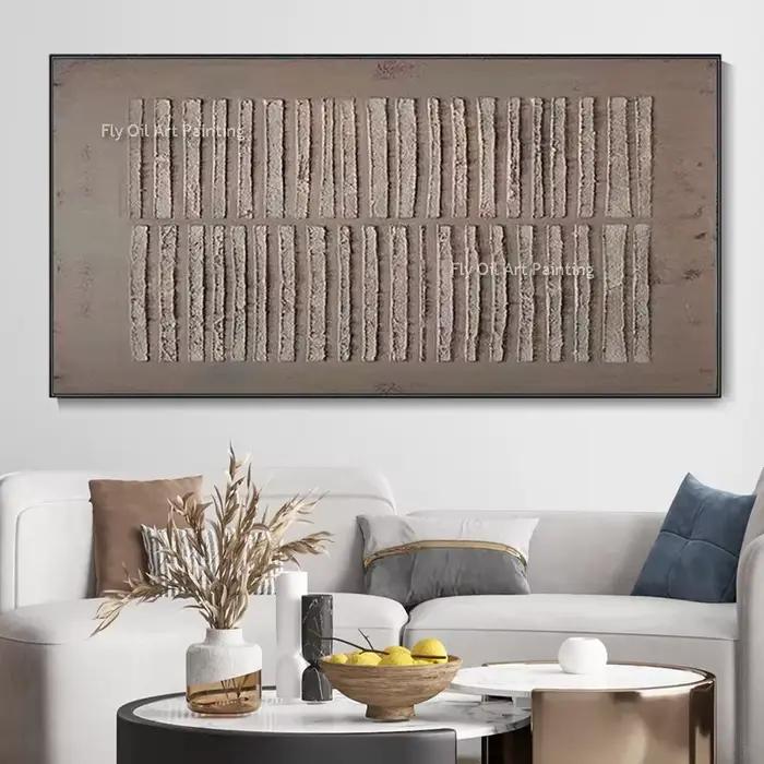 Peinture à l'huile épaisse sur toile, Texture abstraite marron Beige, œuvre d'art Simple faite à la 