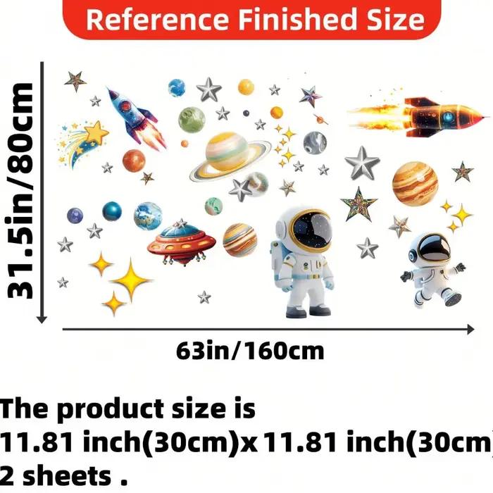 Autocollants muraux pour enfants sur le thème du système solaire, autocollants muraux d'astronautes 