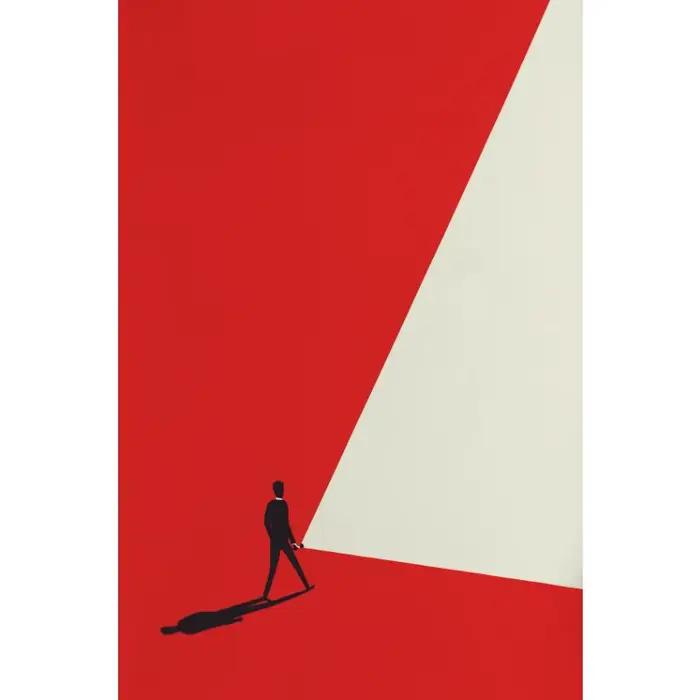 Affiche géométrique abstraite moderne Bauhaus, peinture sur toile graphique d'architecture rouge min