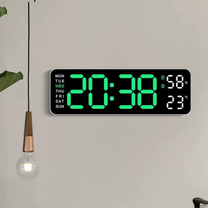 Grande horloge murale numérique température et humidité affichage de la semaine luminosité réglable 