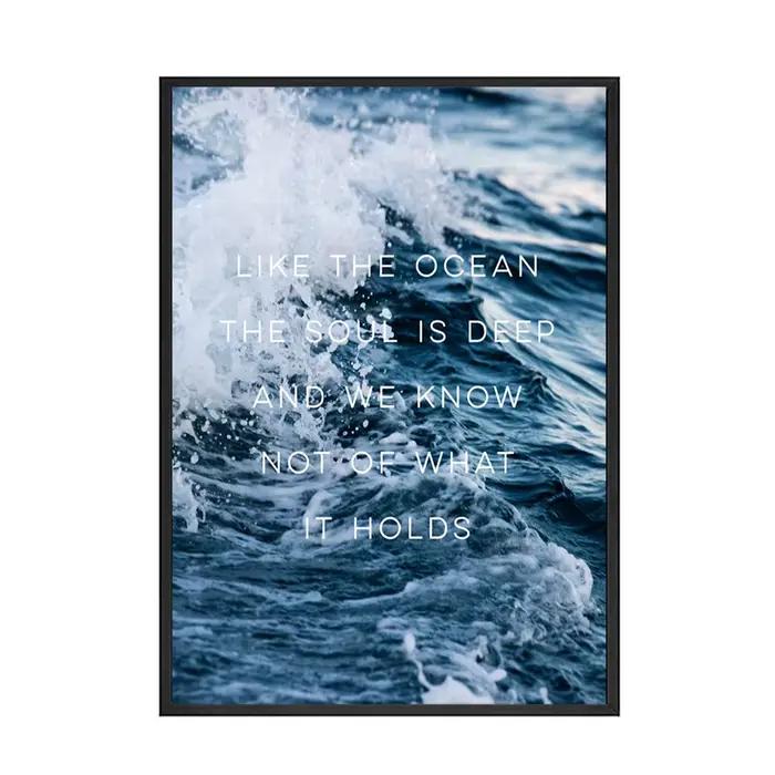 Peinture de citations bleues minimalistes sur le mur, décor pour la maison, image HD