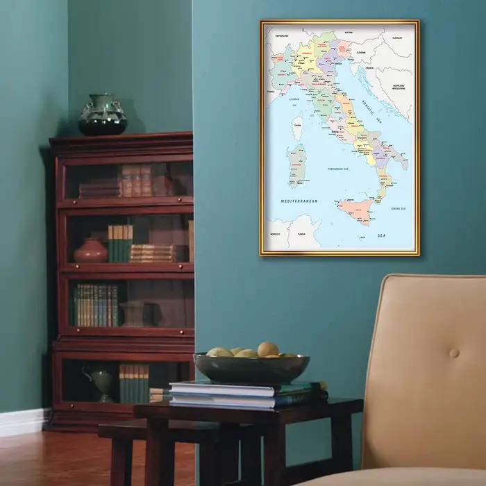 Affiche d'art mural de carte politique italienne d'italie, 42x59cm, peinture sur toile, fournitures 
