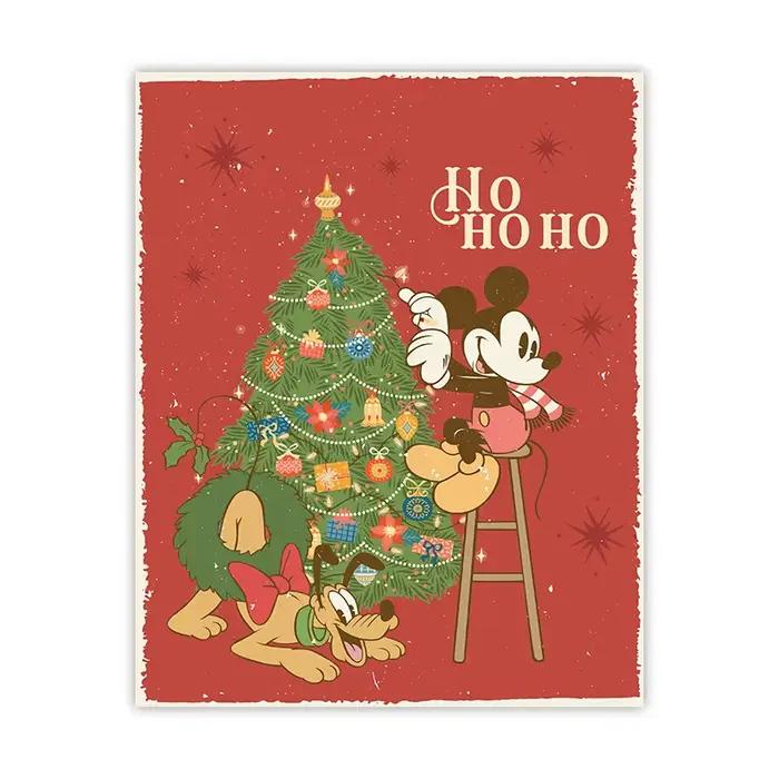 TureMinnie Christmas Print Canvas Poster, Vintage Nursery Wall Decor, Retro Painting, Kids Room, Gif