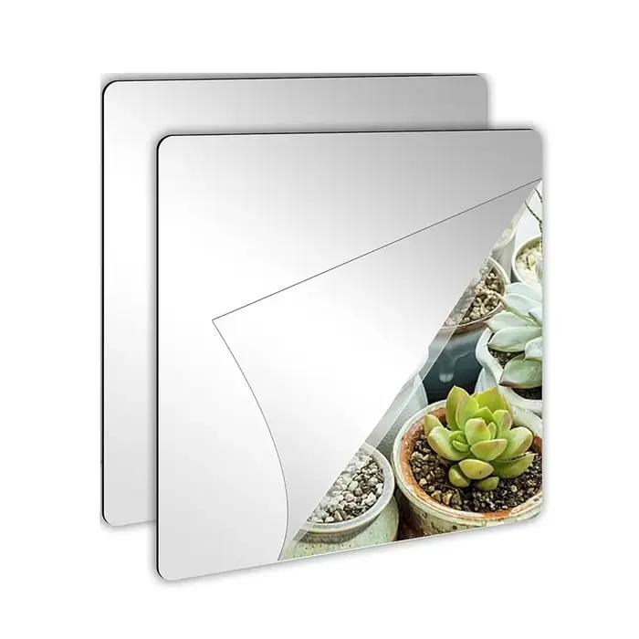 Miroir Carré Autocollant Mural en Acrylique Souple, Auto-Adhésif, pour Tout le Corps, pour le Maquil