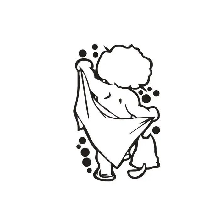 Dessin animé mignon enfants bain Stickers muraux porte en verre fenêtre étanche décor Art Mural bébé