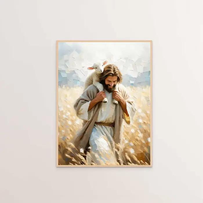Affiche sur toile Jésus-Christ, portrait chrétien de Jésus, impression d'art mural, Je marcherai ave