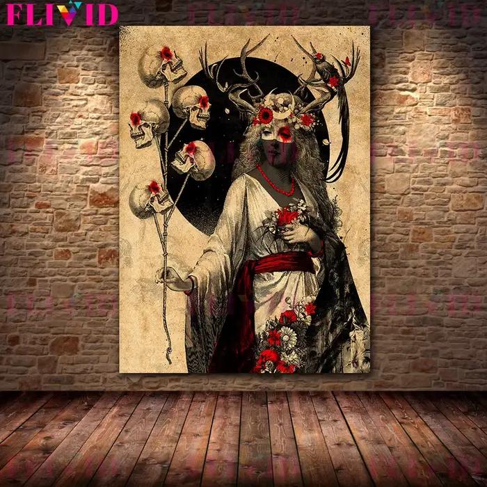 Toile d'art mural Vintage avec le pouvoir effrayant de la sorcière, décoration imprimée, affiche d'a