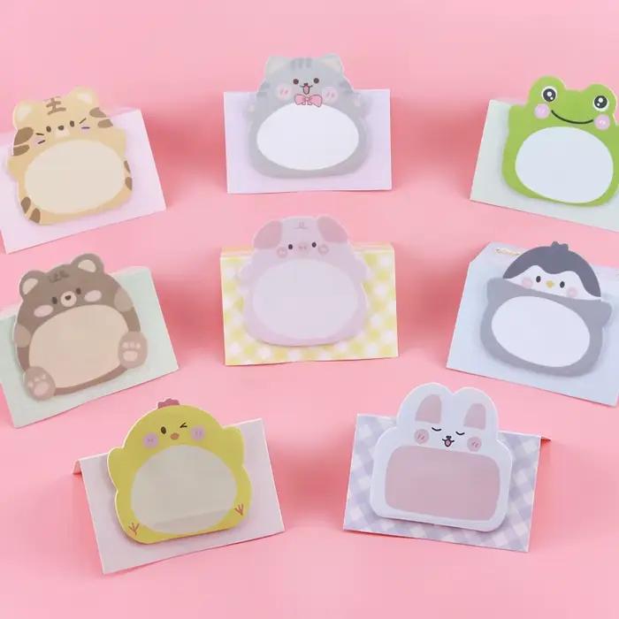 8 paquets de Notes autocollantes de forme spéciale, petits animaux de dessin animé, bureau, forme Si