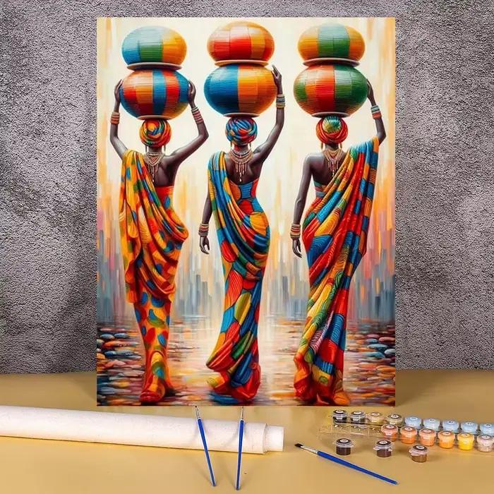 Femme africaine peinture par numéros peint à la main Kit sur toile bricolage peinture à l'huile ense