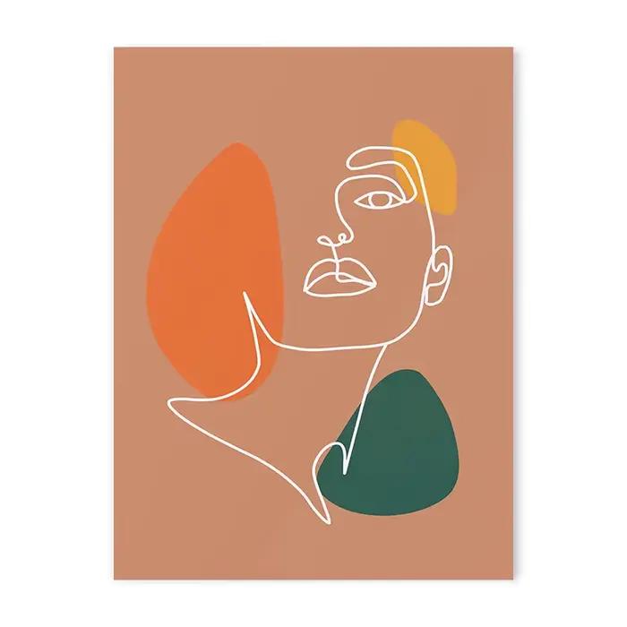 Peinture sur toile bohème minimaliste, affiche bohème, palmier orange, cuir chevelu, soleil, montagn