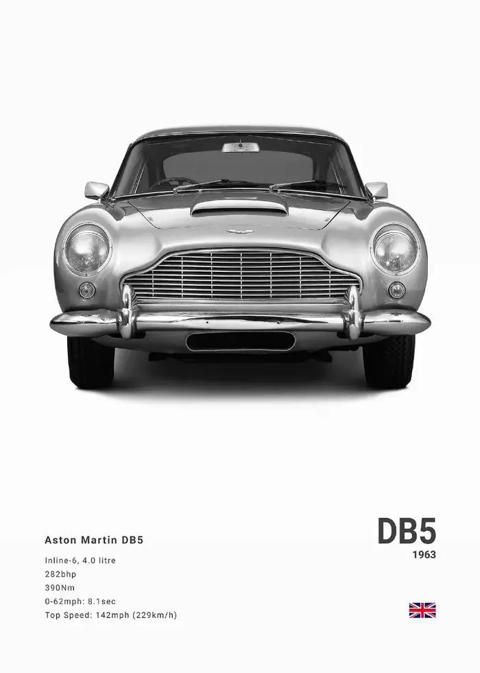 Affiche de voiture de sport britannique de luxe classique A-Aston Martin, toile imprimée, images d'a