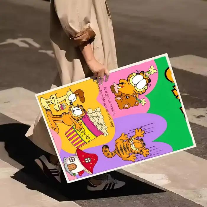Affiche autocollante de dessin animé classique, chat mignon G-Garfield, peinture avec impressions, d