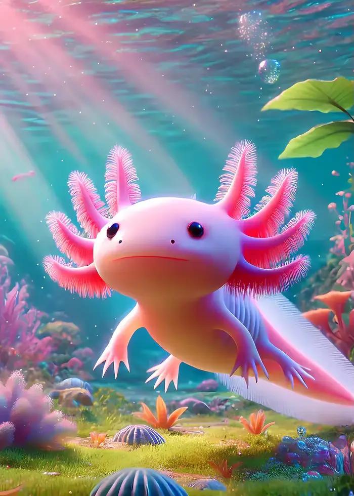 Affiche sous-marine de salamandre Axolotl colorée moderne, peinture sur toile de dessin animé d'anim
