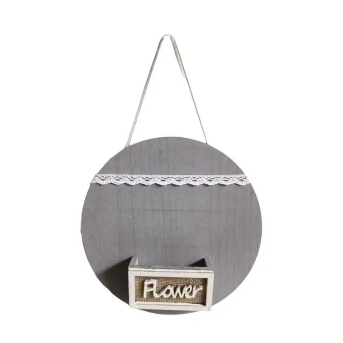 Décoration murale en bois, panier à fleurs rond, jardinière murale décorative, pots de fleurs suspen