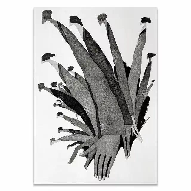 Personnages abstraits modernes noirs et blancs, peintures sur toile à la mode, affiches et imprimés,