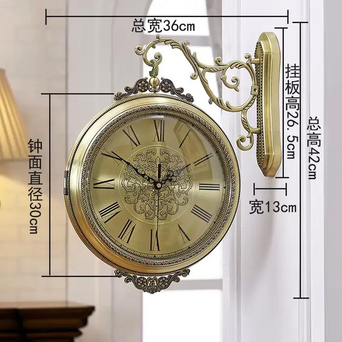 Grande Horloge Murale Nordique 3D en Bois Massif et Métal, Double Face, Décoration de Maison Silays 