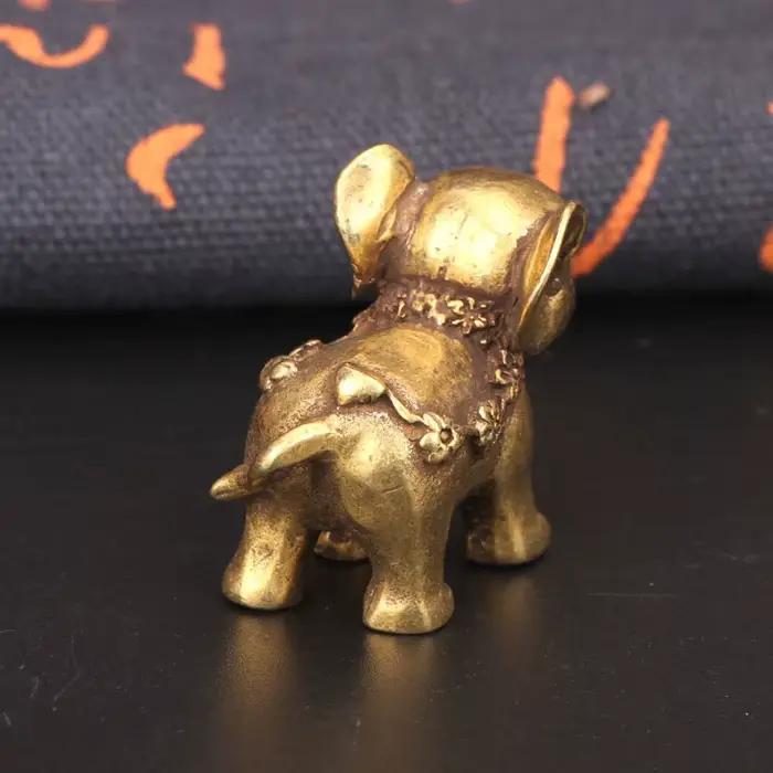 Figurines d'éléphant miniatures en Bronze Antique, ornement de Table pour animaux de compagnie, déco