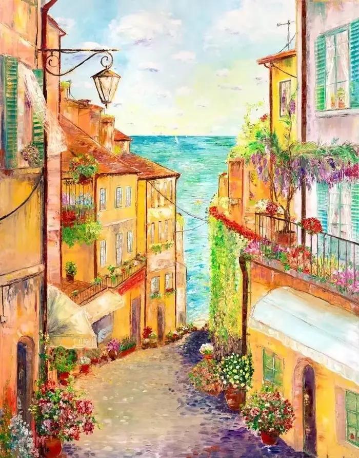 Toile de peinture de paysage de rue de Paris moderne, Art mural nordique abstrait, affiche de paysag