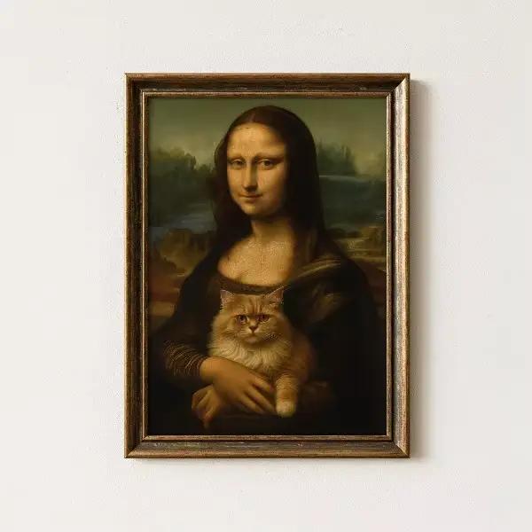 Da Vinci chef-d 'œuvre parodie Mona Lisa affiche Renaissance Portrait drôle toile peinture mur Art p
