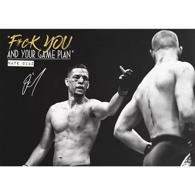 Affiche murale en toile HD avec image de la star de la boxe Nate Diaz, noir et blanc, décoration édu
